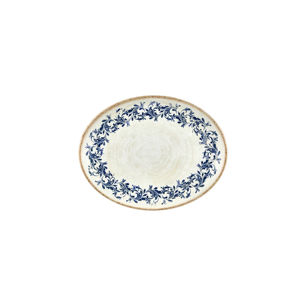 Turgla Kario 9.75Inch  x 7.5Inch  x h:1Inch  Oval Blue Vitrified Plate SKU: T-KRAZT25OV-12