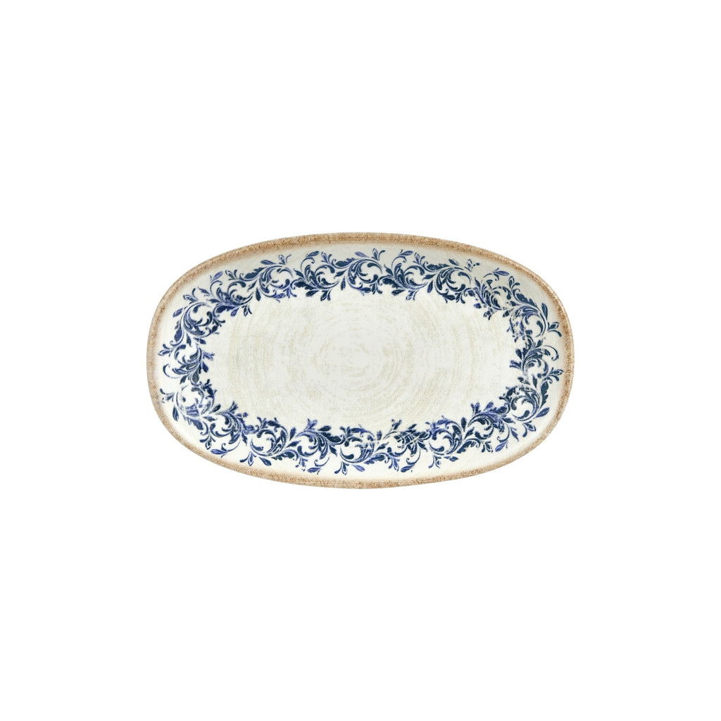 Turgla Kario 11.5Inch  x 7Inch  x h:1.25Inch  Oval Blue Vitrified Platter SKU: T-KRAZT29OV-6