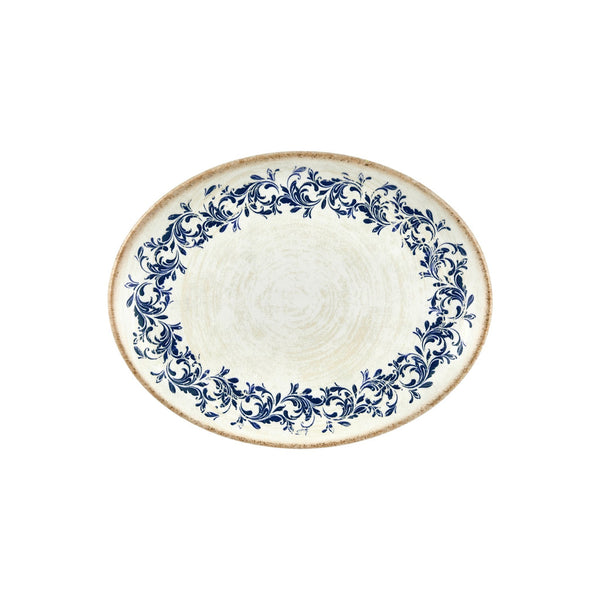 Turgla Kario 12.25Inch  x 9.5Inch  x h:1Inch  Oval Blue Vitrified Platter SKU: T-KRAZT31OV-6