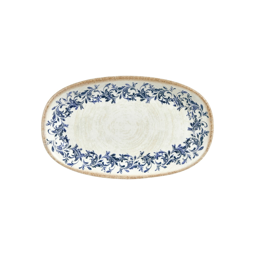 Turgla Kario 13.5Inch  x 8Inch  x h:1.5Inch  Oval Blue Vitrified Platter SKU: T-KRAZT34OV-6