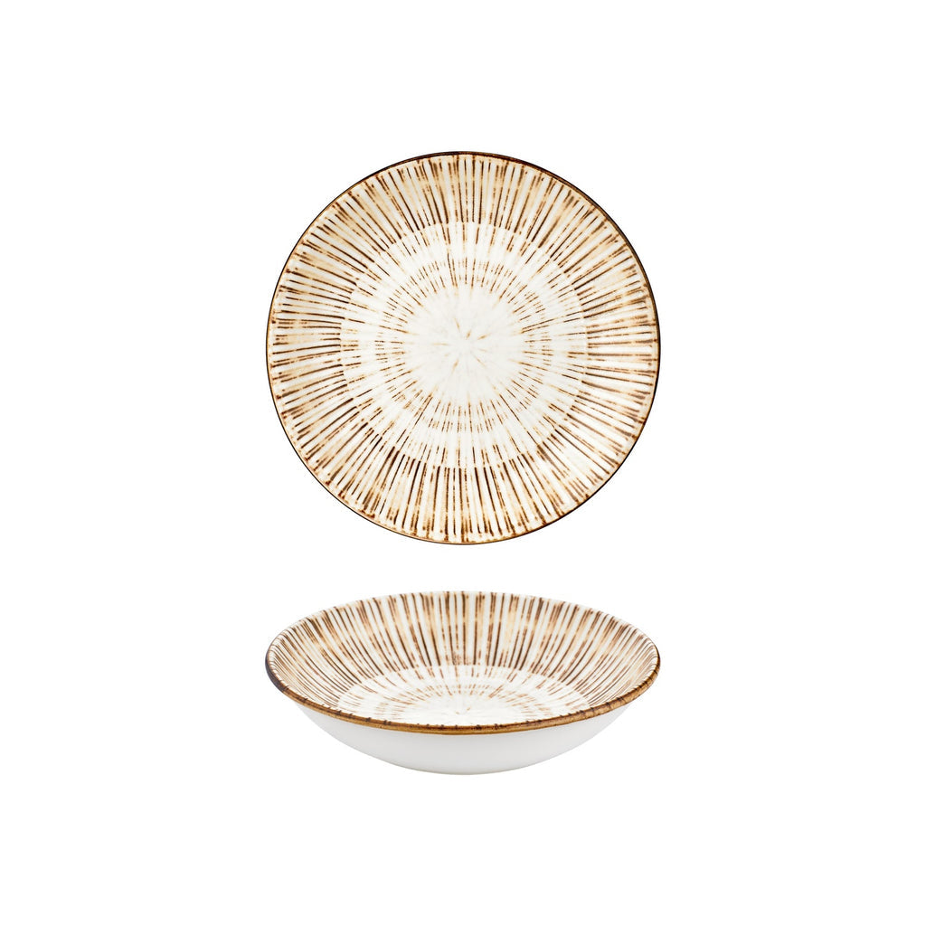 Turgla Legna dia.9Inch  h:1.75Inch  34 oz. Round Red Vitrified Deep Plate SKU: T-LGFL23CK-6