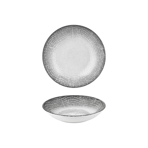 Turgla Luna dia.9Inch  h:1.75Inch  34 oz. Round Gray Vitrified Deep Plate SKU: T-LNFL23CK-6