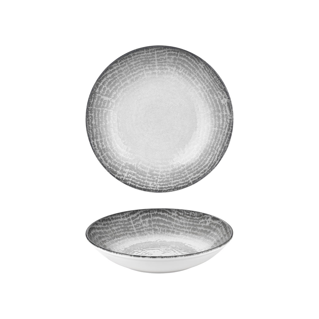 Turgla Luna dia.9.75Inch  h:2Inch  44 oz. Round Gray Vitrified Deep Plate SKU: T-LNFL25CK-6