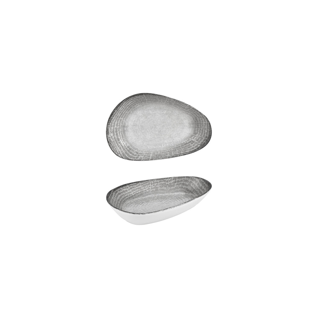Turgla Luna 6.25Inch  x 4Inch  x h:1.25Inch  Organic Gray Vitrified Platter SKU: T-LNIS16OV-12