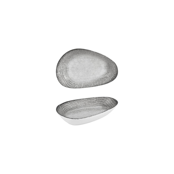 Turgla Luna 7.5Inch  x 4.75Inch  x h:1.5Inch  Organic Gray Vitrified Platter SKU: T-LNIS19OV-12