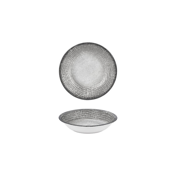 Turgla Luna dia.5Inch  h:1Inch  5 oz. Round Gray Vitrified Deep Plate SKU: T-LNZT13CK-24