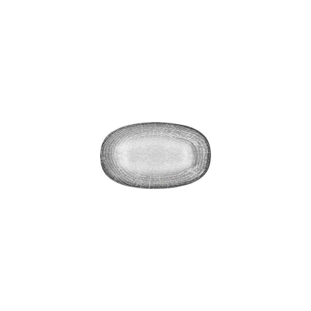 Turgla Luna 7.5Inch  x 4.25Inch  x h:1Inch  Oval Gray Vitrified Platter SKU: T-LNZT19OV-12
