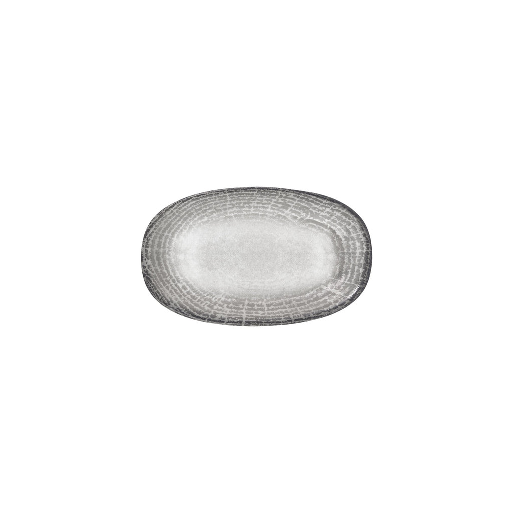 Turgla Luna 9.5Inch  x 5.75Inch  x h:1Inch  Oval Gray Vitrified Platter SKU: T-LNZT24OV-12