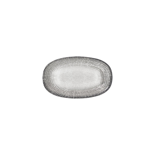Turgla Luna 9.5Inch  x 5.75Inch  x h:1Inch  Oval Gray Vitrified Platter SKU: T-LNZT24OV-12