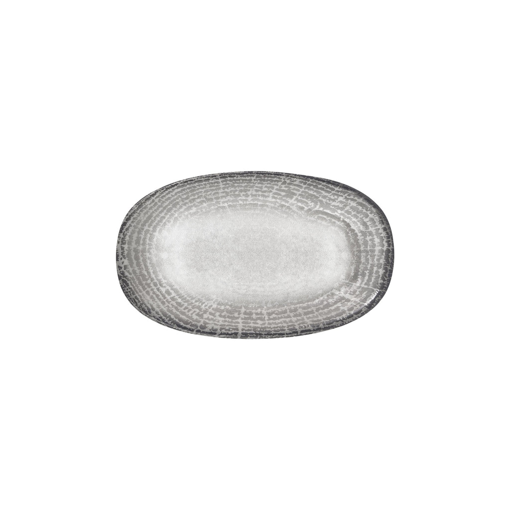 Turgla Luna 11.5Inch  x 7Inch  x h:1.25Inch  Oval Gray Vitrified Platter SKU: T-LNZT29OV-6
