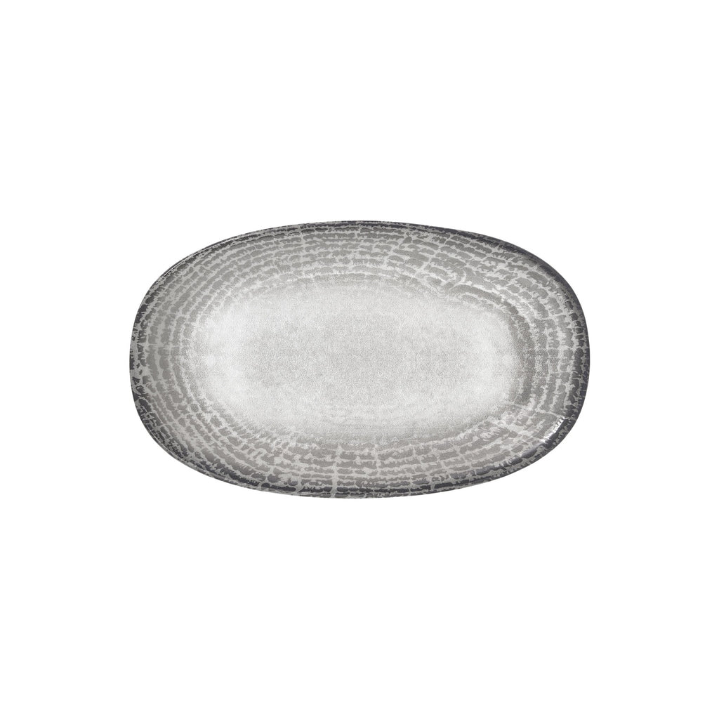 Turgla Luna 13.5Inch  x 8Inch  x h:1.5Inch  Oval Gray Vitrified Platter SKU: T-LNZT34OV-6