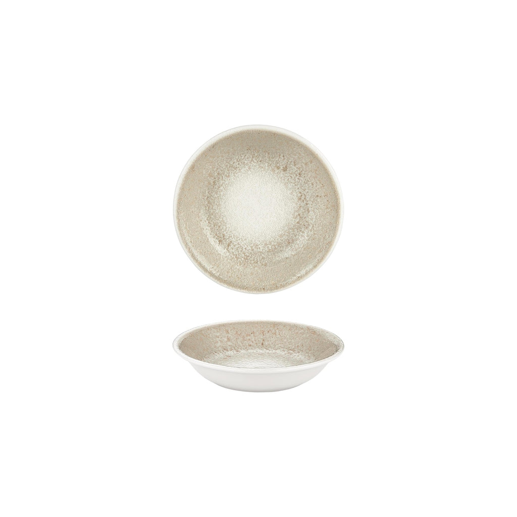 Turgla Natura dia.4.25Inch  h:1Inch  3 oz. Round Brown Vitrified Deep Plate SKU: T-NPZT11CK-24