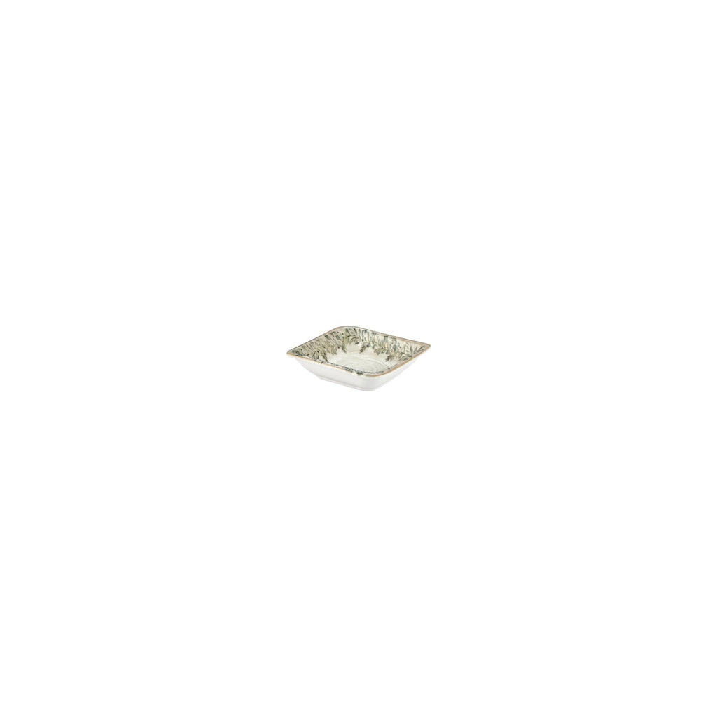 Turgla Oliva 4.25Inch  x 4Inch  x h:0Inch  Square Green Vitrified Bowl SKU: T-OLVAR15KS-24