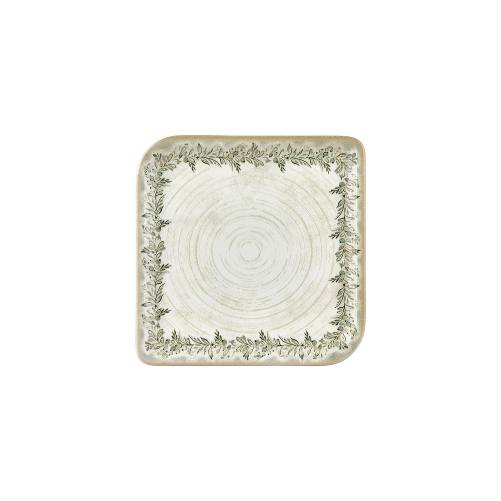 Turgla Oliva 9.75Inch  x 9.75Inch  Square Green Vitrified Plate SKU: T-OLVAR34KR-6