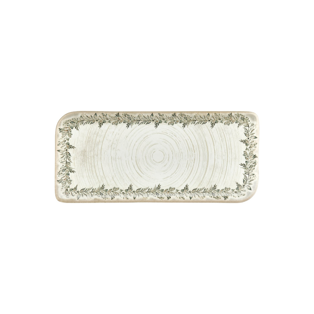 Turgla Oliva 13.75Inch  x 6.25Inch  x h:0Inch  Rectangular Green Vitrified Platter SKU: T-OLVAR38DT-6