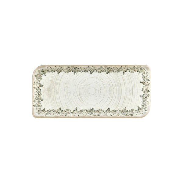 Turgla Oliva 13.75Inch  x 6.25Inch  x h:0Inch  Rectangular Green Vitrified Platter SKU: T-OLVAR38DT-6