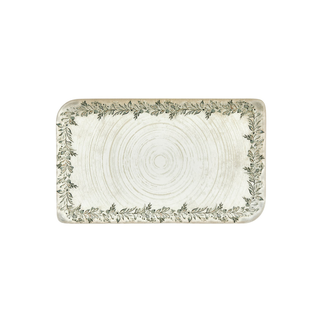 Turgla Oliva 13.75Inch  x 8.25Inch  x h:0Inch  Rectangular Green Vitrified Platter SKU: T-OLVAR40DT-6