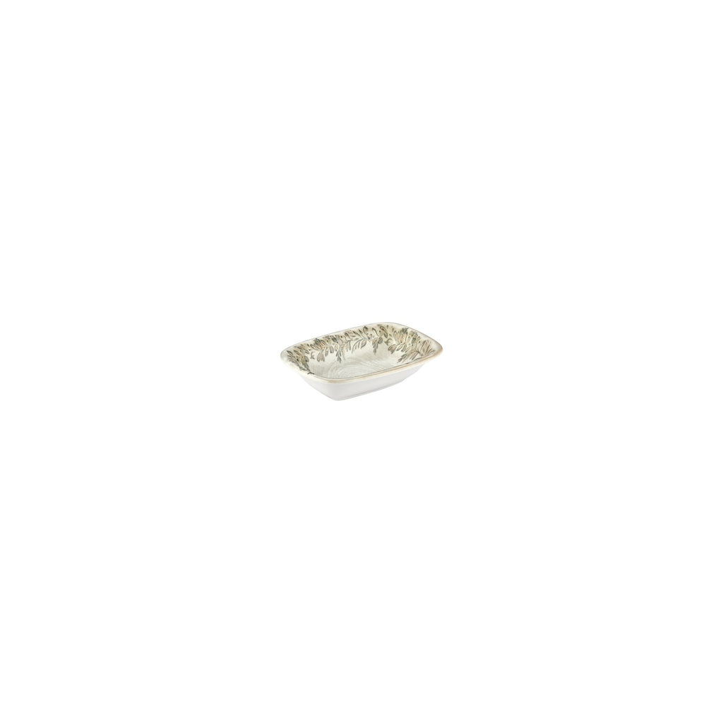 Turgla Oliva 4.75Inch  x 3.25Inch  x h:0Inch  Rectangular Green Vitrified Deep Plate SKU: T-OLVZT12DKY-24