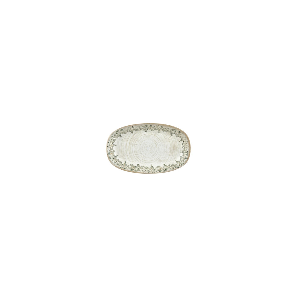 Turgla Oliva 6Inch  x 3.5Inch  x h:0.75Inch  Oval Green Vitrified Platter SKU: T-OLVZT15OV-12