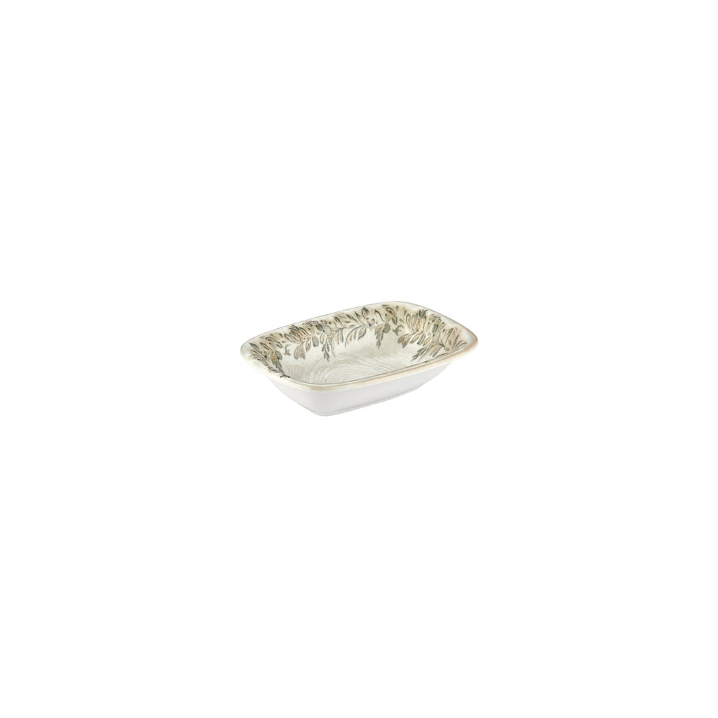 Turgla Oliva 7Inch  x 5Inch  x h:0Inch  Rectangular Green Vitrified Deep Plate SKU: T-OLVZT18DKY-12