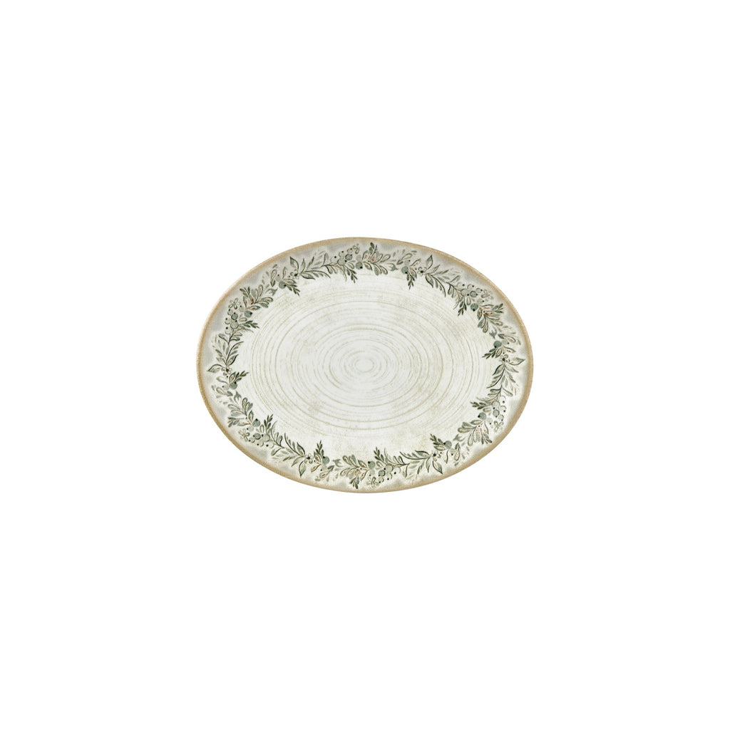 Turgla Oliva 9.75Inch  x 7.5Inch  x h:1Inch  Oval Green Vitrified Plate SKU: T-OLVZT25OV-12