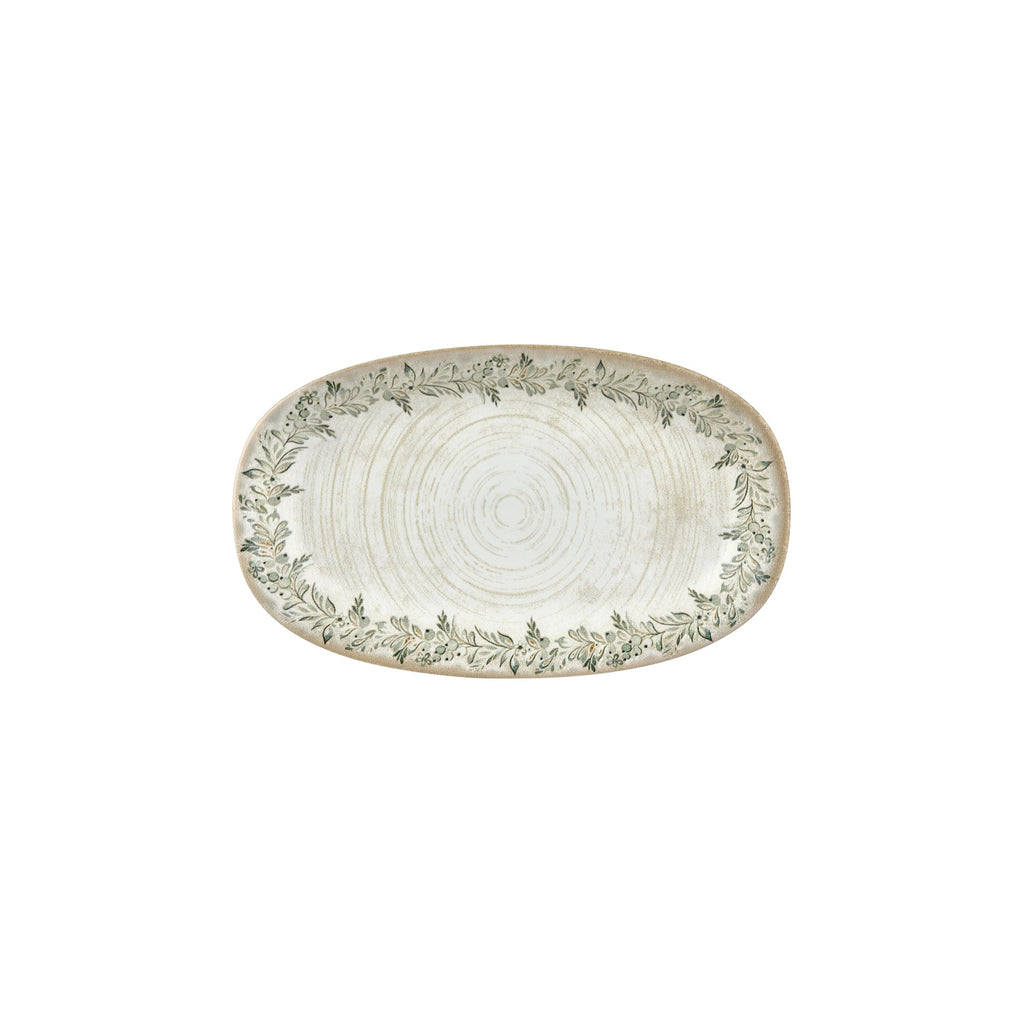 Turgla Oliva 11.5Inch  x 7Inch  x h:1.25Inch  Oval Green Vitrified Platter SKU: T-OLVZT29OV-6