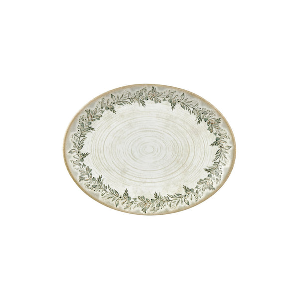 Turgla Oliva 12.25Inch  x 9.5Inch  x h:1Inch  Oval Green Vitrified Platter SKU: T-OLVZT31OV-6
