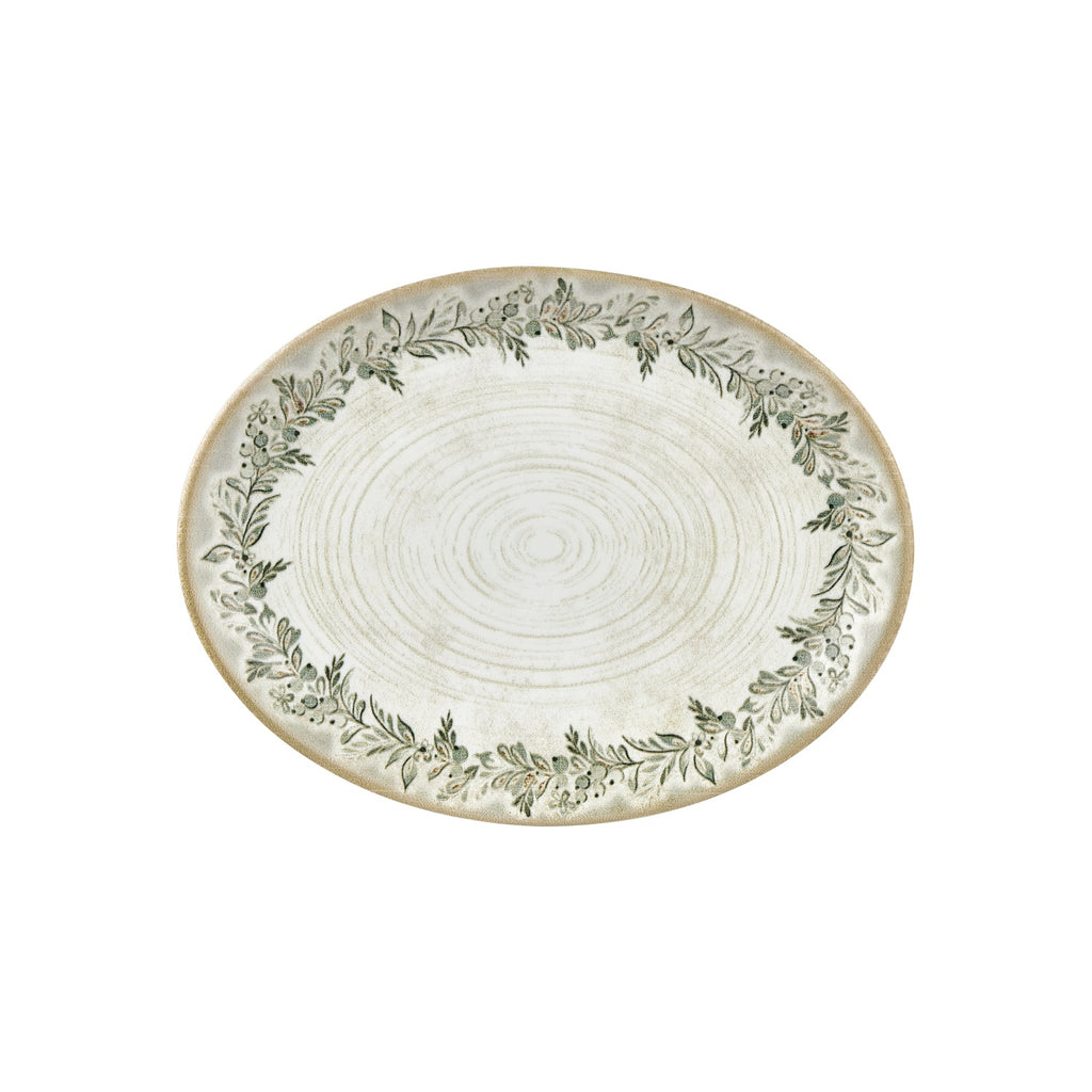 Turgla Oliva 14.25Inch  x 11Inch  x h:1.25Inch  Oval Green Vitrified Platter SKU: T-OLVZT36OV-6