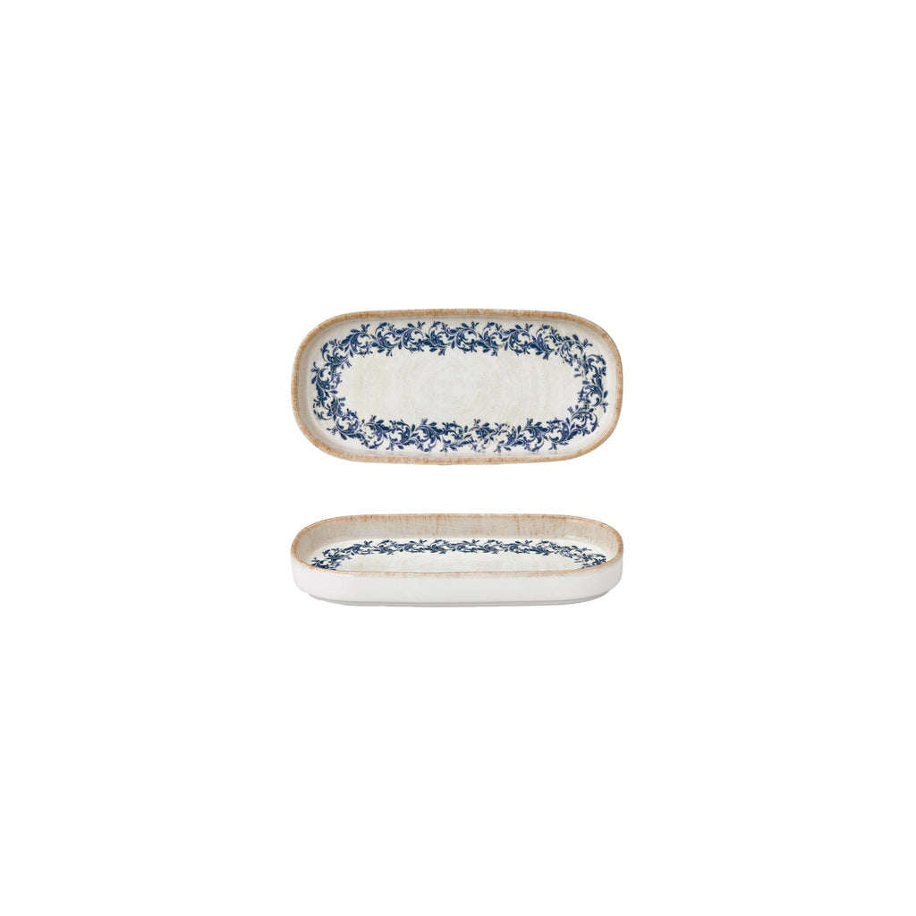 Turgla Kario 7.75Inch  x 3.75Inch  x h:1Inch  Oval Blue Vitrified Platter SKU: T-RKRAHL205OV-12