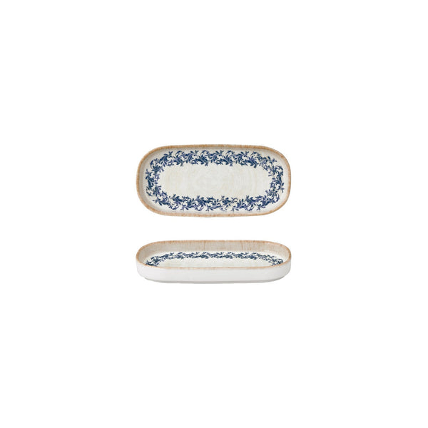 Turgla Kario 7.75Inch  x 3.75Inch  x h:1Inch  Oval Blue Vitrified Platter SKU: T-RKRAHL205OV-12
