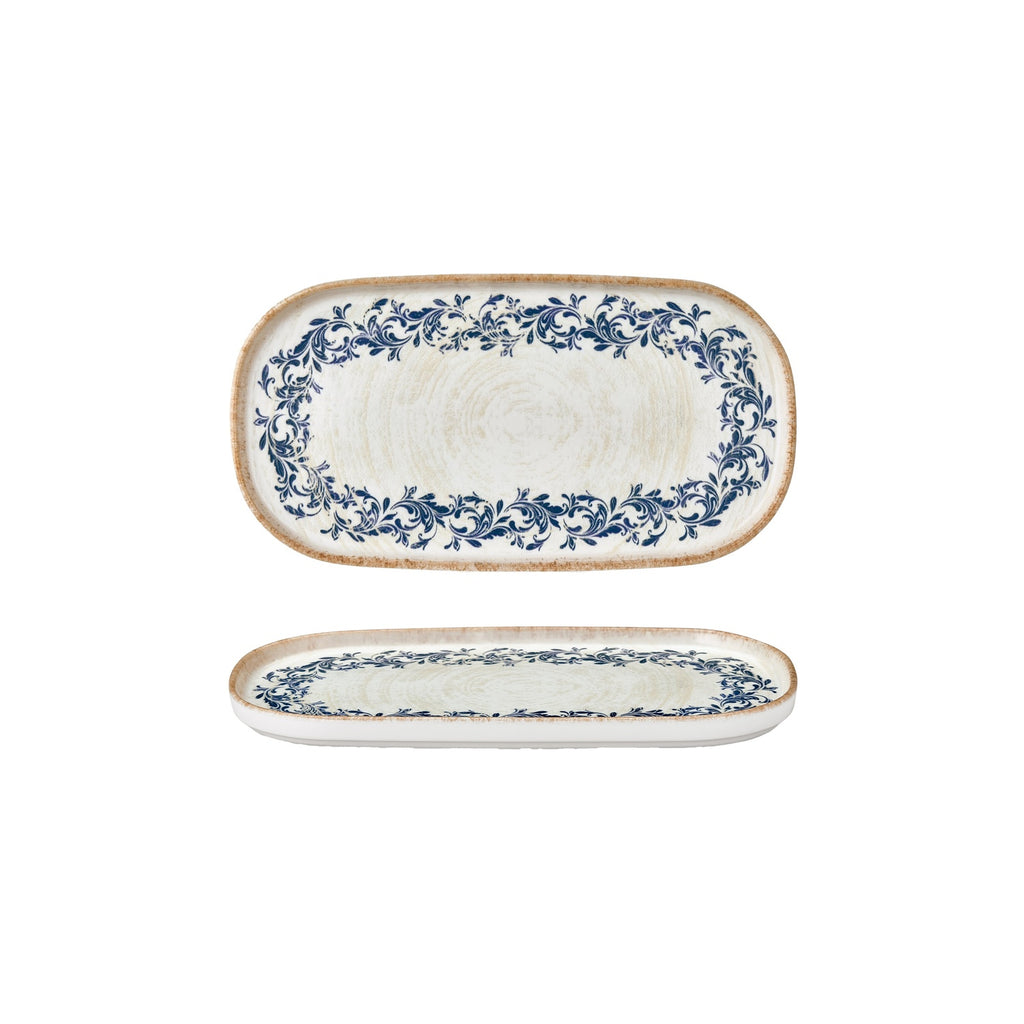 Turgla Kario 11.75Inch  x 6.25Inch  x h:0.75Inch  Oval Blue Vitrified Platter SKU: T-RKRAHL30OV-6