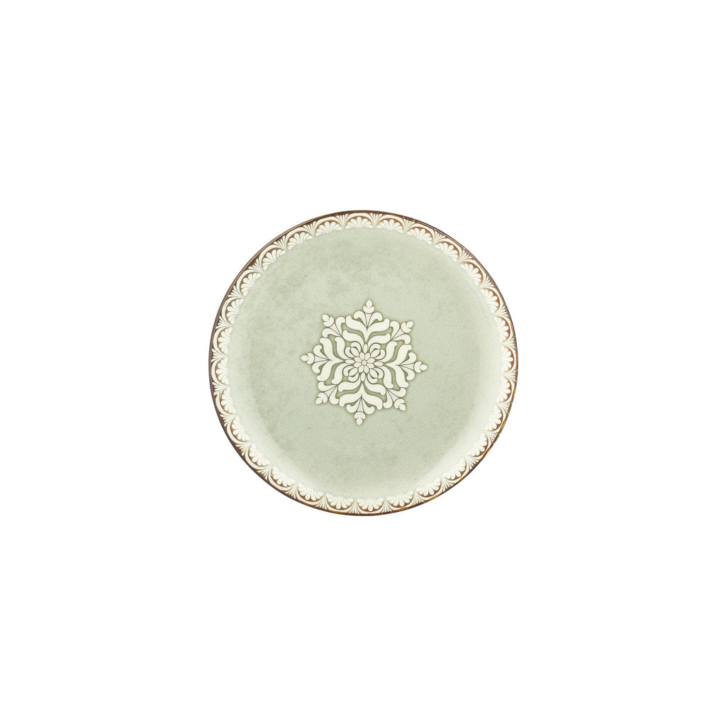 Turgla Rome dia.9Inch  Round Green Vitrified Plate SKU: T-RMZT23DZ-12