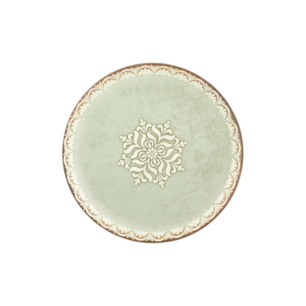 Turgla Rome dia.12.5Inch  x 12.5Inch  Round Green Vitrified Pizza Plate SKU: T-RMZT32PZT-6