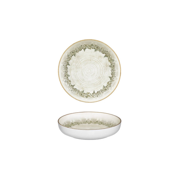 Turgla Oliva dia.7.5Inch  h:1.5Inch  24 oz. Round Green Vitrified Deep Plate SKU: T-ROLVCP19CK-6