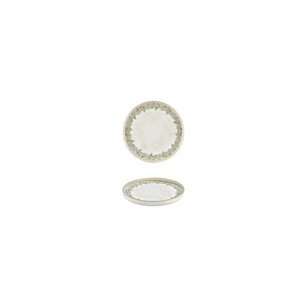 Turgla Oliva dia.4.25Inch  h:1Inch  Round Green Vitrified Deep Plate SKU: T-ROLVHL11CK-24