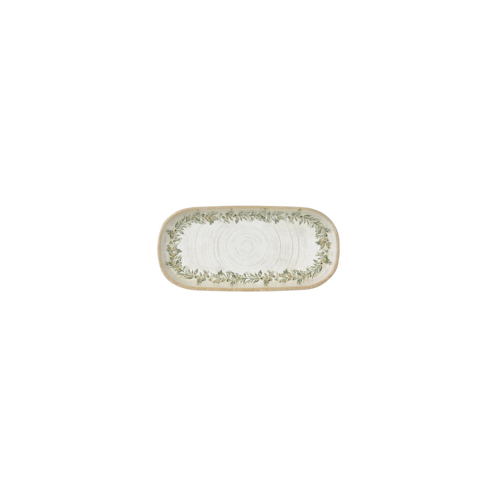 Turgla Oliva 7.75Inch  x 3.75Inch  x h:1Inch  Oval Green Vitrified Platter SKU: T-ROLVHL205OV-12