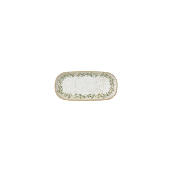 Turgla Oliva 7.75Inch  x 3.75Inch  x h:1Inch  Oval Green Vitrified Platter SKU: T-ROLVHL205OV-12