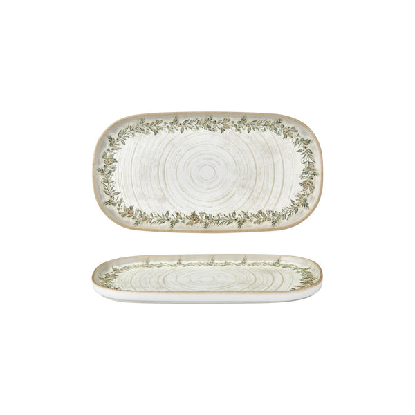 Turgla Oliva 11.75Inch  x 6.25Inch  x h:0.75Inch  Oval Green Vitrified Platter SKU: T-ROLVHL30OV-6