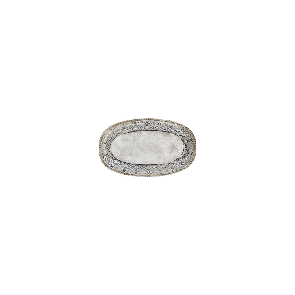 Turgla Zafira 6Inch  x 3.5Inch  x h:0.75Inch  Oval Beige Vitrified Platter SKU: T-RUGZT15OV-12