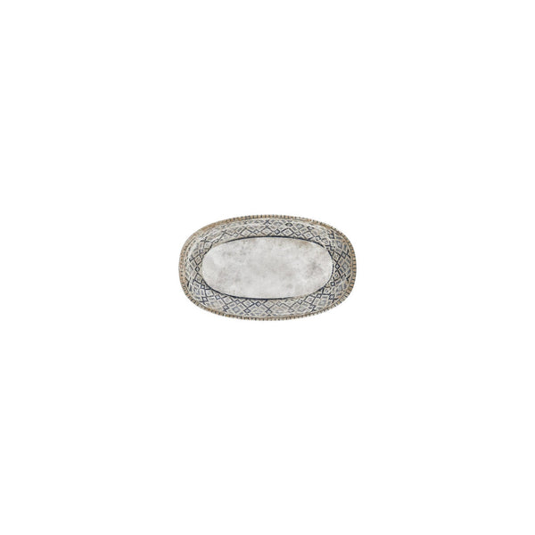 Turgla Zafira 6Inch  x 3.5Inch  x h:0.75Inch  Oval Beige Vitrified Platter SKU: T-RUGZT15OV-12