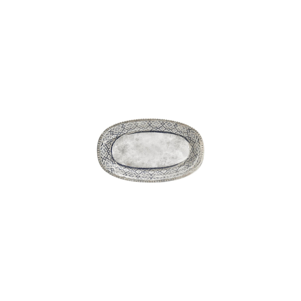 Turgla Zafira 7.5Inch  x 4.25Inch  x h:1Inch  Oval Beige Vitrified Platter SKU: T-RUGZT19OV-12