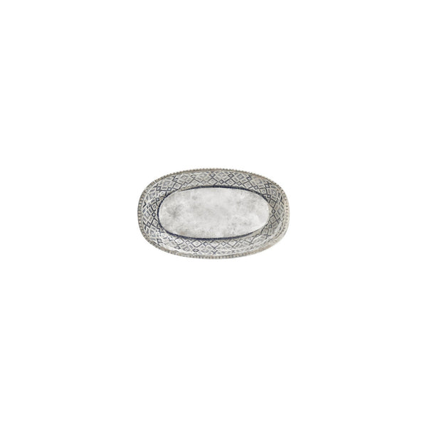 Turgla Zafira 7.5Inch  x 4.25Inch  x h:1Inch  Oval Beige Vitrified Platter SKU: T-RUGZT19OV-12