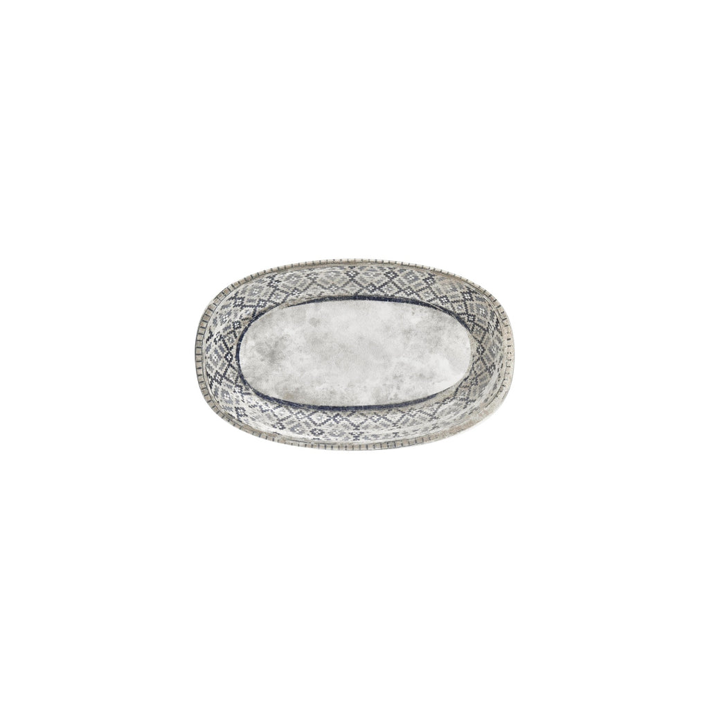 Turgla Zafira 9.5Inch  x 5.75Inch  x h:1Inch  Oval Beige Vitrified Platter SKU: T-RUGZT24OV-12