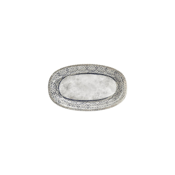 Turgla Zafira 9.5Inch  x 5.75Inch  x h:1Inch  Oval Beige Vitrified Platter SKU: T-RUGZT24OV-12