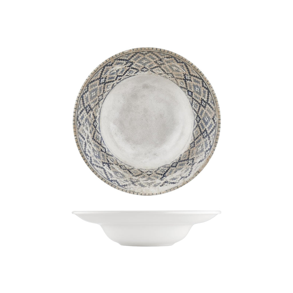 Turgla Zafira dia.10.75Inch  h:2.5Inch  17 oz. Round Beige Vitrified Deep Plate SKU: T-RUGZT27CK-6