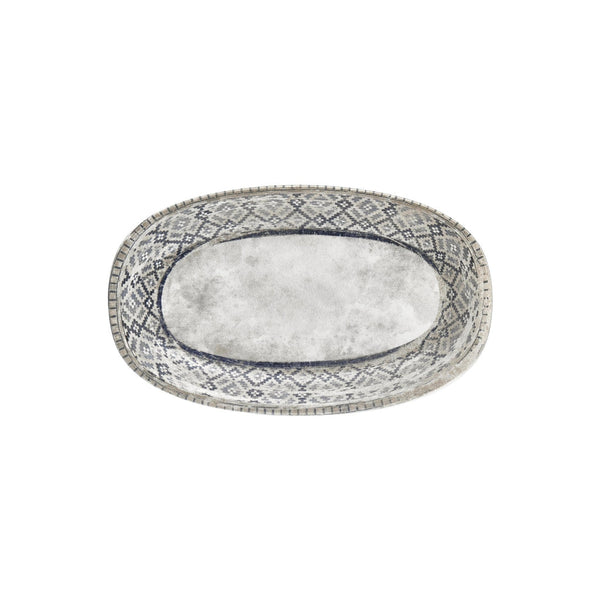 Turgla Zafira 13.5Inch  x 8Inch  x h:1.5Inch  Oval Beige Vitrified Platter SKU: T-RUGZT34OV-6