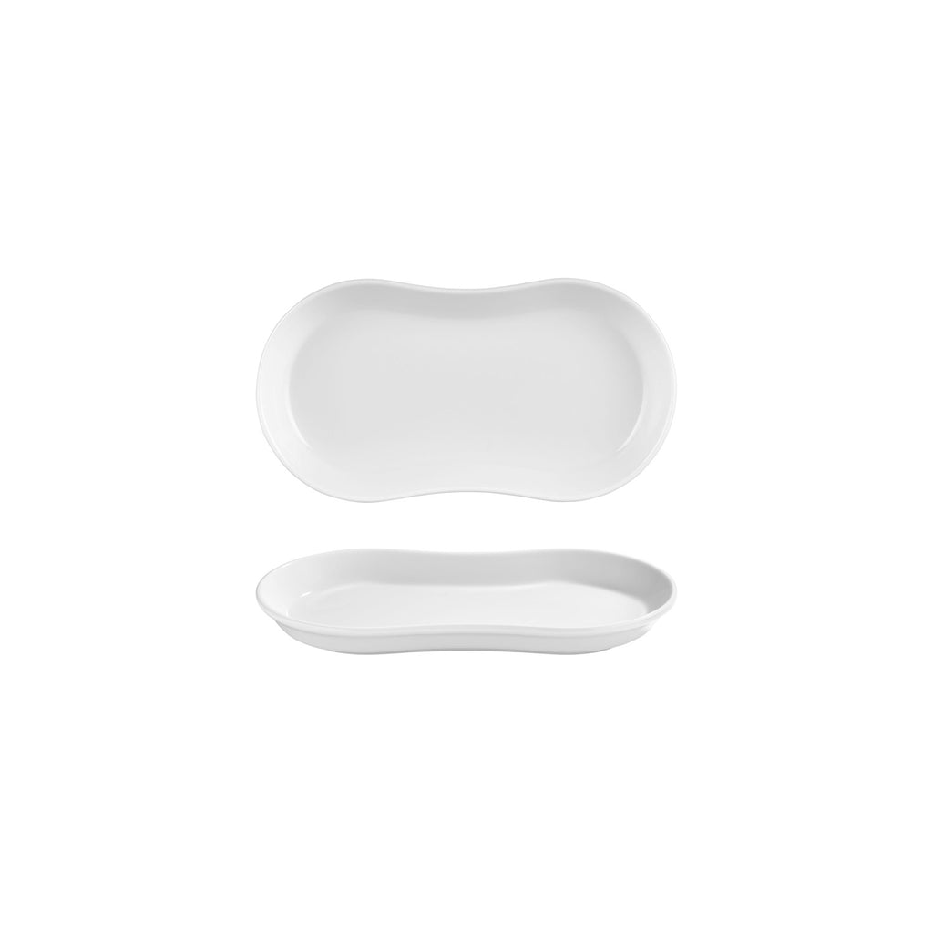 Turgla Smooth White 9.5Inch  x 5.5Inch  x h:1Inch  Oval Warm White Vitrified Platter SKU: T-SM24OV-12