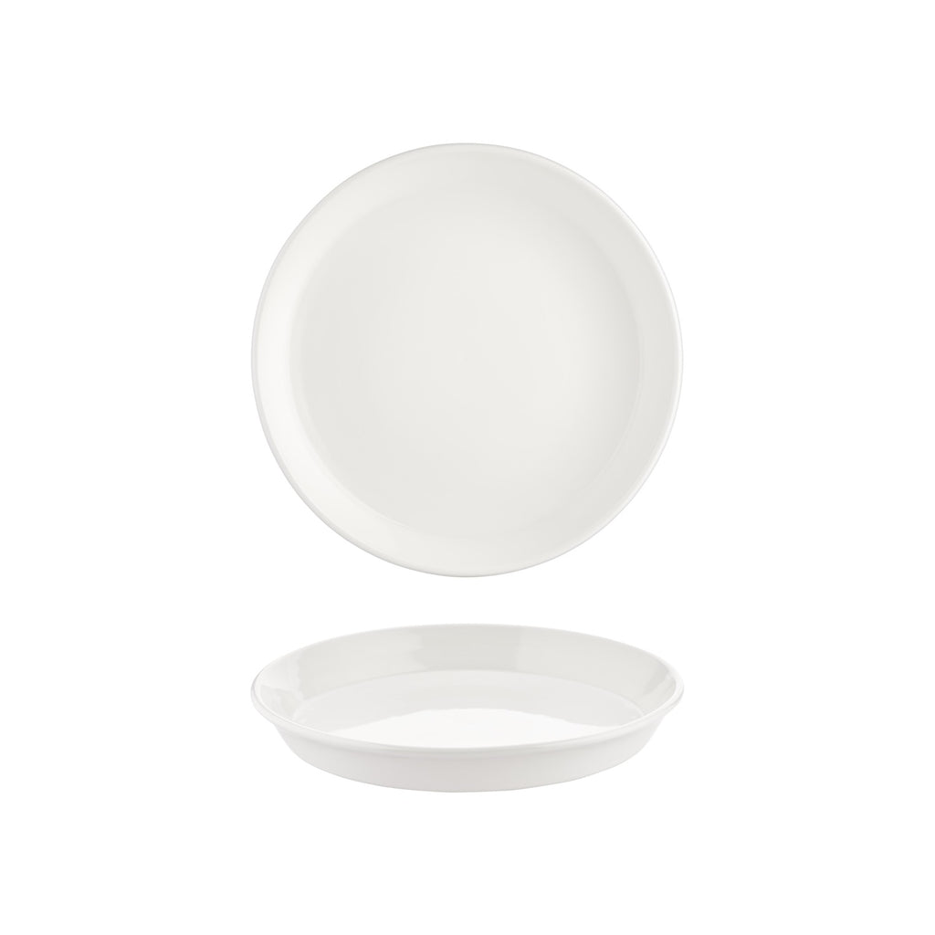 Turgla Smooth White dia.9.75Inch  h:2Inch  42 oz. Round Warm White Vitrified Deep Plate SKU: T-SM25CK-6