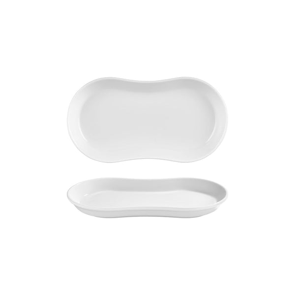 Turgla Smooth White 11.5Inch  x 6.75Inch  x h:1.25Inch  Oval Warm White Vitrified Platter SKU: T-SM29OV-6