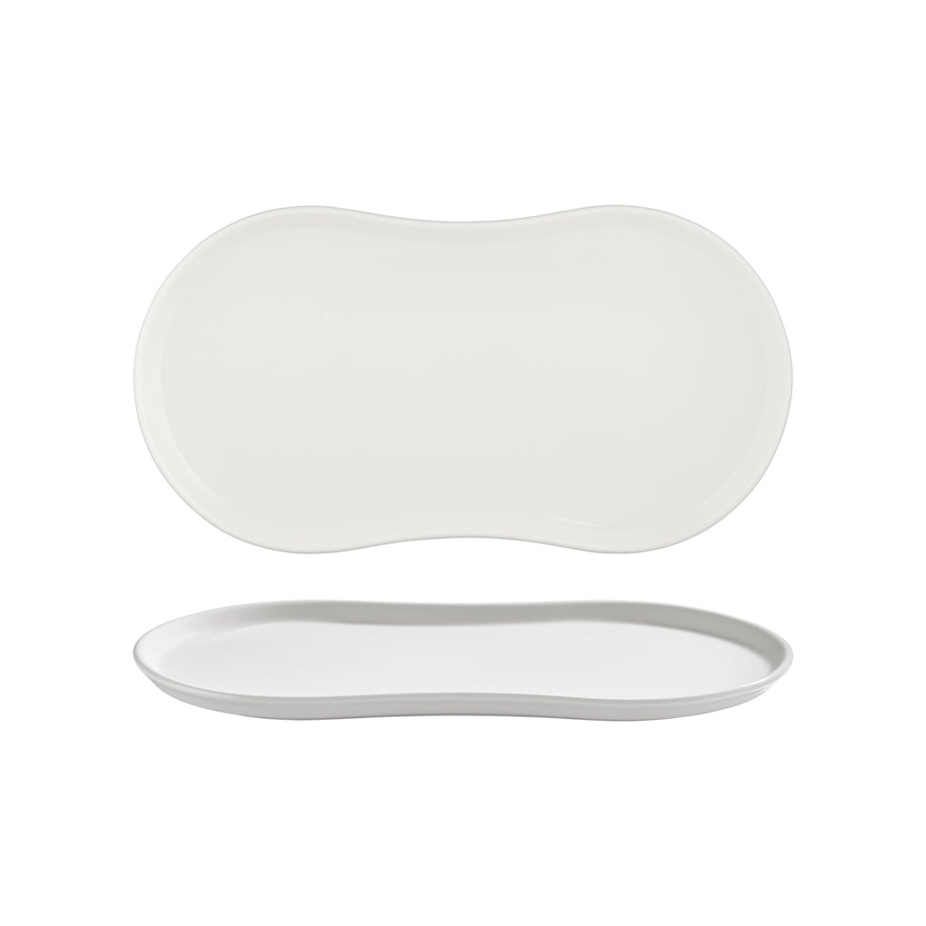 Turgla Smooth White 15Inch  x 7.75Inch  x h:0Inch  Rectangular Warm White Vitrified Platter SKU: T-SM38DT-6